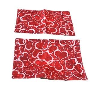 Two Red White Intertwined Hearts Placemats Valentine Day Love 17.5 x 12 Decorati